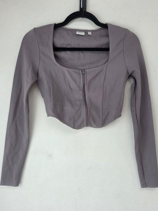 Sunday Best Tops - Sunday Best Aritzia Maverick Long Sleeve Corset Top Front Zip Shirt Women's XS